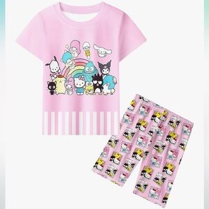 Sanrio Kids Girls Pink Hello Kitty & Friends Character‎ Pajama Set
